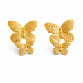 Boucles d’oreilles Élise – Papillons dorés en acier inoxydable