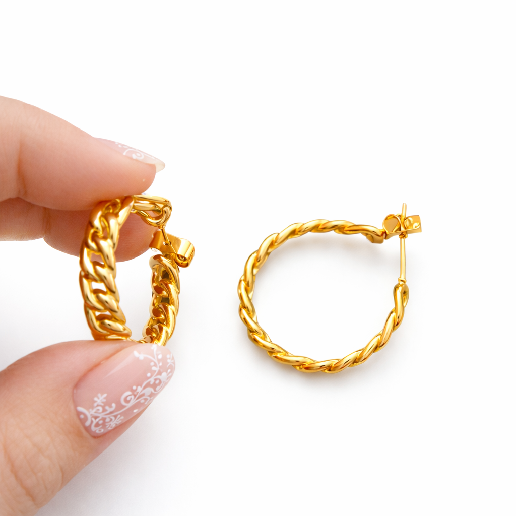 Boucles d'oreilles Lune Twist — Acier inoxydable